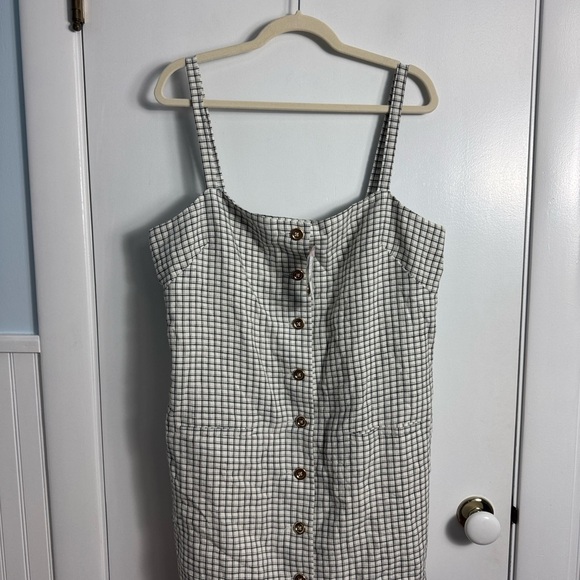 NWT J. Crew Claudia dress in plaid linen black white size large - Picture 4 of 12